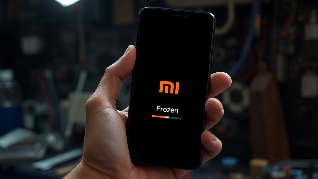Mi Max 3 stuck in a boot loop, held in a repair technician's hand