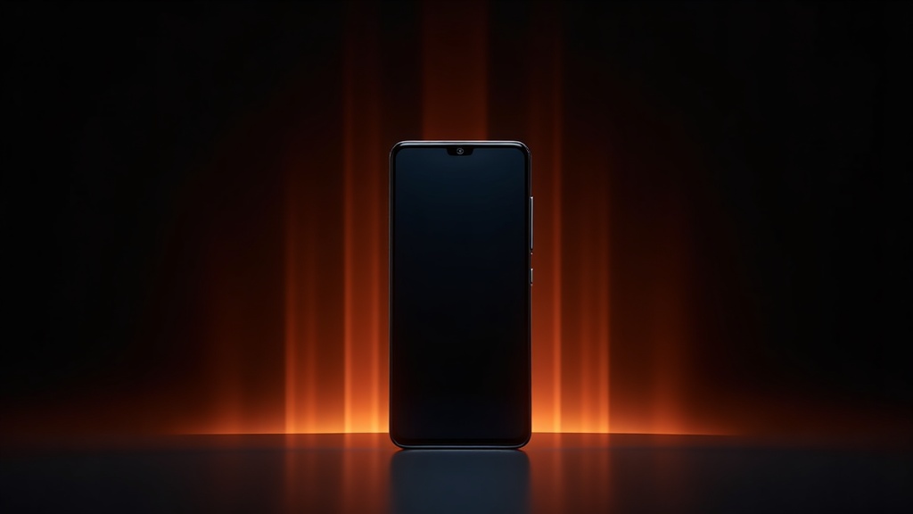Xiaomi Mi Max 3 phablet, screen forward, with orange sound-wave glow on a dark background